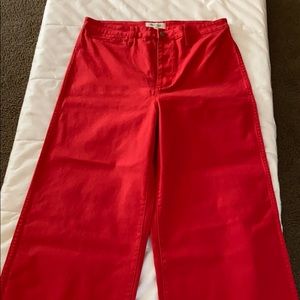 Madewell Emmett Wide Leg Crop Red Jeans 32